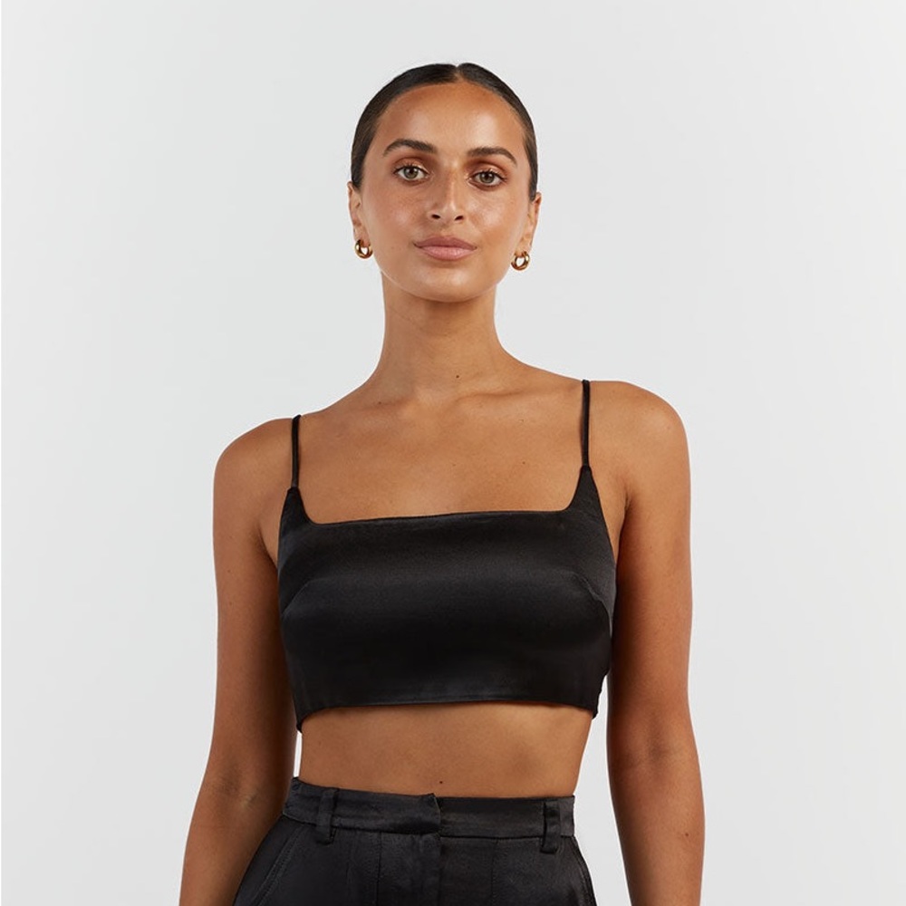 DISSH Charli Black Satin Crop Top - Picture 1 of 9